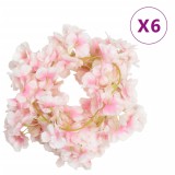 VidaXL Ghirlande de flori de Crăciun, 6 buc., roz deschis, 180 cm