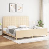 VidaXL Cadru de pat fără saltea, crem, 200x200 cm, textil