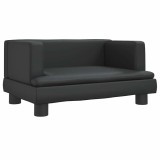 Pat de caini, negru, 60x40x30 cm, piele ecologica