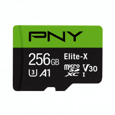 PNY 256GB Elite-X (Video 4K) micro SDXC + Adaptor 100MB/s citire UHS-I, Class 10 U3 A1 foto