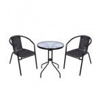 Set mobilier gradina, Strend Pro Alesia Anthracit, masa rotunda 70x60 cm, 2 scaune