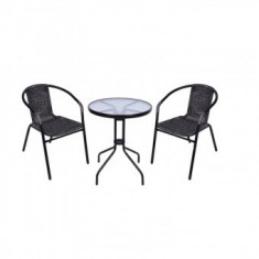 Set mobilier gradina, Strend Pro Alesia Anthracit, masa rotunda 70x60 cm, 2 scaune foto