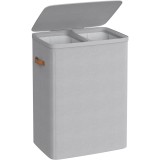 SONGMICS Cos rufe cu 2 compartimente si capac, saci detasabili cu maner, 170 litri, 56x40x75 cm, gri Household NewTrend