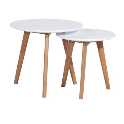 Set 2 mese cafea SL Milan S2 alb - stejar foto