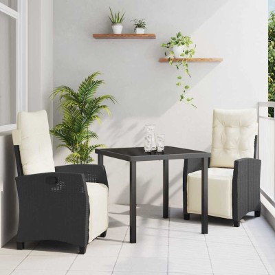 vidaXL Set de masă pentru grădină 3 pcs Negru poliratan 3380414 foto