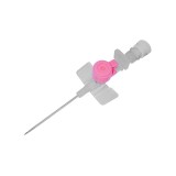 Branule Piercing 20G Roz, Ac Atraumatic, Otel Inoxidabil, Valva Injectare Colorata, Aripioare Laterale, ISO 9001/ISO 13488