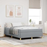 Pat vidaXL 140x200 cm Gri Deschis cu Saltea, Cadru Lemn, Tapitat Textil, Spatiu Depozitare