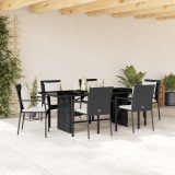 VidaXL Set mobilier de grădină cu perne, 7 piese, negru, poliratan