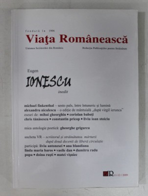 VIATA ROMANEASCA , REVISTA , FONDATA IN 1906 , ANUL CV , NR. 11 - 12 , NOIEMBRIE - DECEMBRIE , 2009 foto