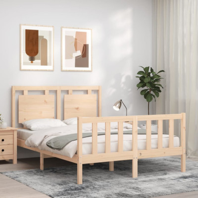 vidaXL Cadru de pat cu tăblie, 140x200 cm, lemn masiv foto