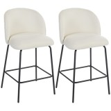 HOMCOM Set de 2 taburete de bar, scaune de bar, suport pentru picioare și spătar, țesătură cu efect in, &icirc;nălțime șezut 68cm, crem | Aosom Romania