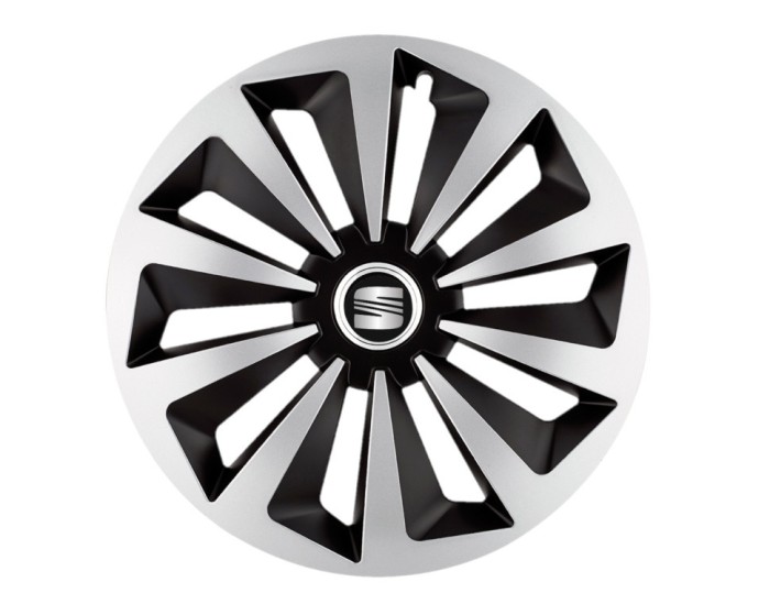 Set 4 capace roti Fox Gri-Negru R15 pentru gama auto Seat