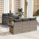 Cumpara ieftin Set de canapea de grădină cu 6 piese, perne gri, din rattan sintetic