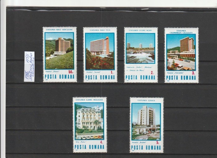 ROMANIA 1986 LP 1155 STATIUNI BALNEO-CLIMATERICE SERIE MNH NESTAMPILATA