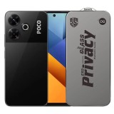 Folie de Protectie pentru Xiaomi Poco M6, TEO, Sticla Securizata ESD Antistatica, Super-X Privacy OG, Margini Negre, 0.30 mm, Transparent Inchis