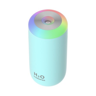 Umidificator, h2o, cu difuzor de aroma, lumina de noapte led in 7 culori, zgomot redus, 14.7x7.2cm, 350ml, culoare albastra foto