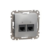 Priza Dubla RJ45 UTP CAT5E Schneider Sedna Aluminiu - Prize de Date, Internet