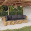 VidaXL Set mobilier grădină cu perne, 3 piese, lemn masiv de tec 3100866