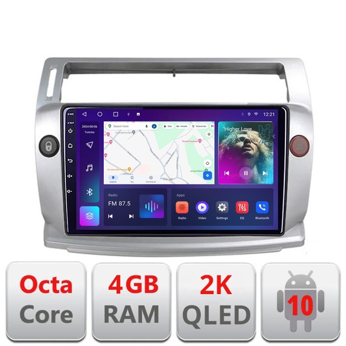 Navigatie Citroen C4 C-088 Android Octa Core Ecran 2K QLED GPS 4G 4+32GB 360 KIT-088+EDT-E409-2K CarStore Technology