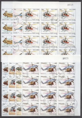 Vietnam 1989 Helicopters, 12 imperf. set in block, used T.222 foto