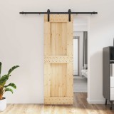 Cumpara ieftin Usa glisanta Natural si Negru 70 x 210 cm Lemn de Pin Solid