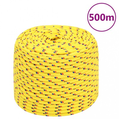 vidaXL Fr&amp;acirc;nghie de barcă, galben, 10 mm, 500 m, polipropilenă foto