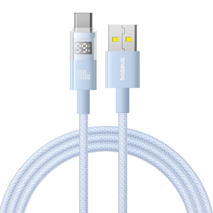 Baseus - Data Cable Display 2 (P10382701311-01) - Fast Charging, USB to Type-C, Digital Display, 100W, 2m - Galaxy Blue