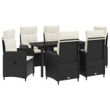 vidaXL Set masă de canapea cu pernă cu pernă 7 pcs Negru și Alb crem 3422481