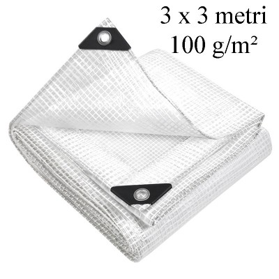 Prelata ranforsata 3x3 m, 100g/mp, protectie UV+, ochiuri otel 12 mm, polietilena transparenta foto