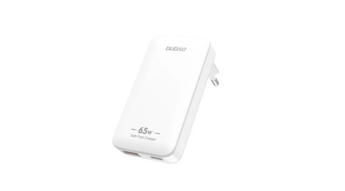 &Icirc;ncărcător de perete ultra-subțire pentru călătorii Dudao GaN A65Q 65W USB-A / USB-C PD EU / US - Alb
