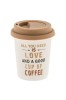 Ceașcă de cafea albă mată cu mesajul &bdquo;TOT CE AI NEVOIE ESTE LOVE&rdquo; și capac din silicon 280ml, Oem