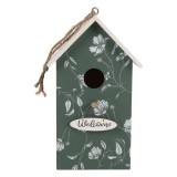 Cumpara ieftin Casuta Pasari lemn verde alb 15x10x22 cm