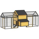 PawHut Cămin pentru păsări Kleintierstall 2 Au&szlig;engehege, 1 Nistkasten, 2 Rampen, Acoperiș din asfalt, rezistent la intemperii, Galben | Aosom Romania