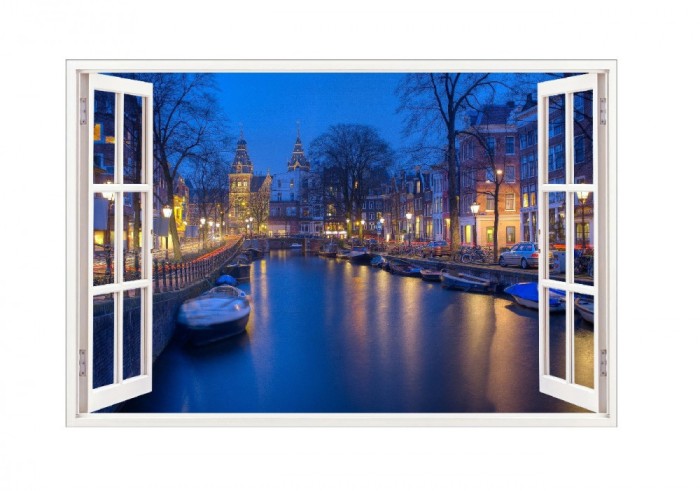 Sticker decorativ, Fereastra 3D, Viena, 85 cm, 566STK