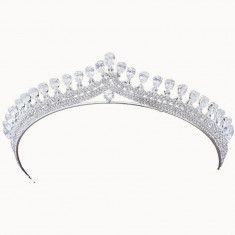 Diadema mireasa argintie, cu pietre din zirconiu, Tiffany