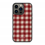 Husa iPhone 13 Pro - Skino Gingham Red, rosu bej