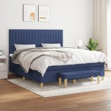 Cumpara ieftin Pat box spring cu saltea, albastru, 180x200 cm, material textil