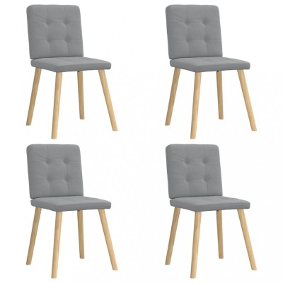 vidaXL Scaune de bucătărie pivotante, 4 buc., gri deschis, textil foto