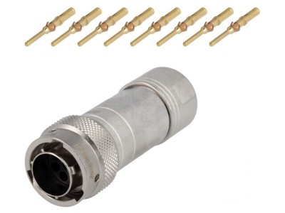 Conector circular RT360 mufă tată 8 pini 13A crimpat pe cablu foto