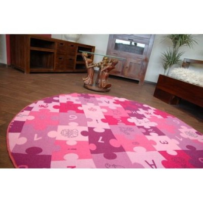 Covor copilăresc Puzzle violet rotund, cerc 100 cm foto
