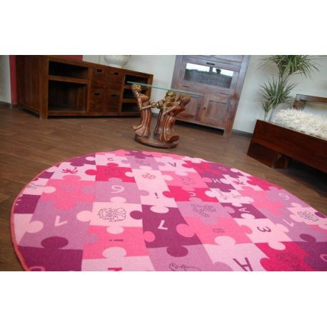 Covor copilăresc Puzzle violet rotund, cerc 133 cm