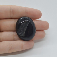 Cabochon agat negru druzy 33x27x8mm c86