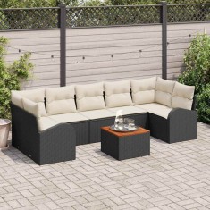 vidaXL Set de canapele pentru grădină 8 pcs Negru și alb
