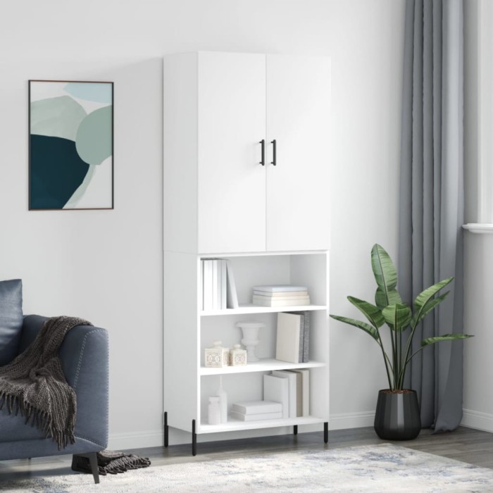 Dulap &icirc;nalt, alb, 69,5x34x180 cm, lemn compozit