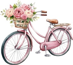 Sticker decorativ Bicicleta, Roz, 67 cm, 8116ST-6 foto