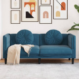 Canapea cu perne, 2 locuri, albastru, catifea GartenMobel Dekor, vidaXL