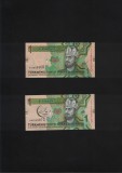 Set Turkmenistan 1 (2014) + 1 (2017) manat unc, Asia