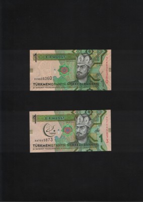 Set Turkmenistan 1 (2014) + 1 (2017) manat unc foto