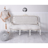 Sofa baroc din lemn masiv alb cu tapiterie din catifea gri deschis CAT361D18