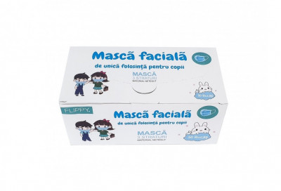 Masca Faciala Pentru Copii - Set 50 Buc - 3 straturi - Albastru foto